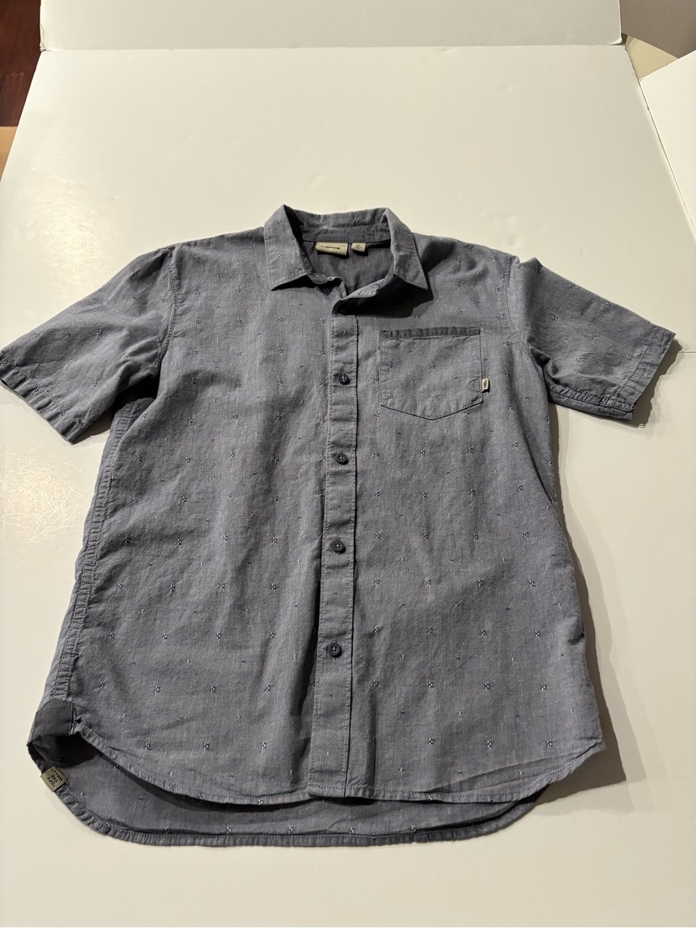Vans youth boys Short-Sleeve Button-Down Shirt in Slate Blue size XL